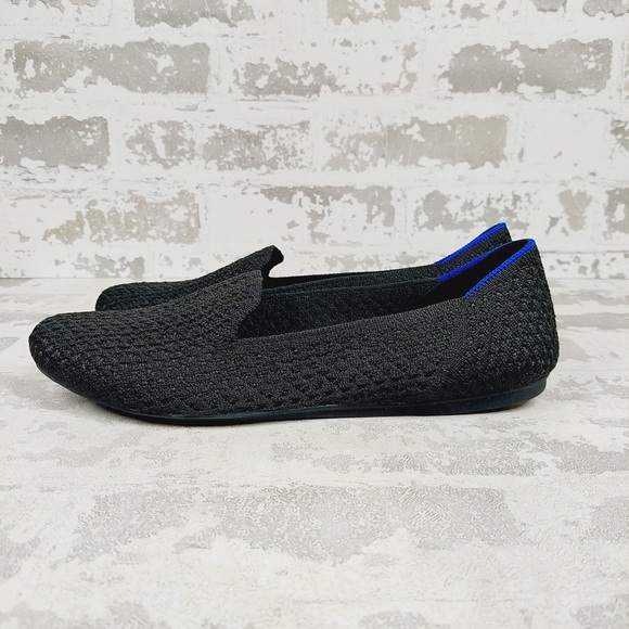 NEW Rothy's The Flat Black Knit Round Toe Slip On Loafers F581